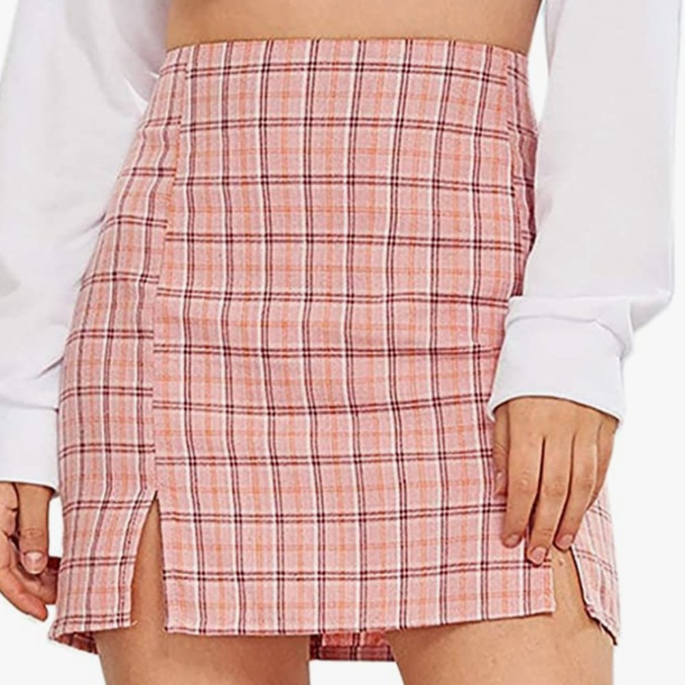 WDIRARA Women's plaid mini skirt